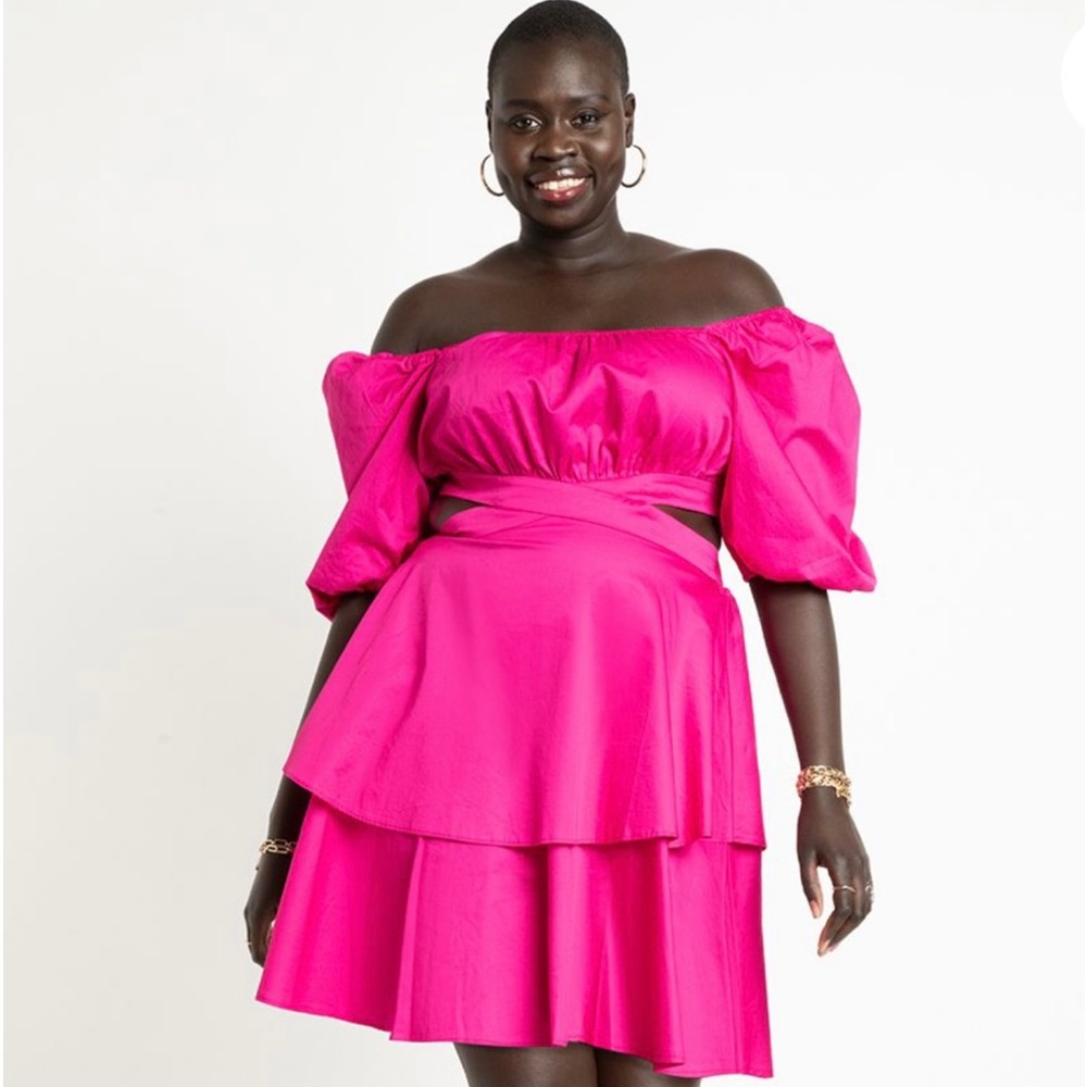 Eloquii Flounce Dress with Cutout